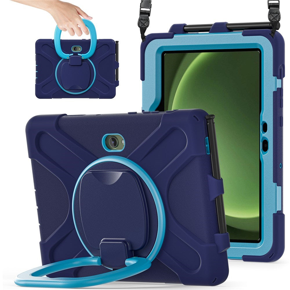 Samsung Galaxy Tab Active5 Pro / Active4 Pro EIDERWOOD Hybrid Plast Børne Cover m. Kickstand & Strop - Blå