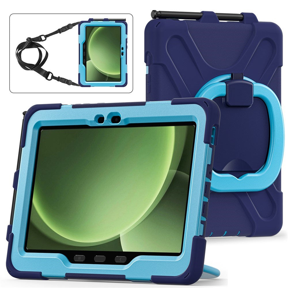 Samsung Galaxy Tab Active5 Pro / Active4 Pro EIDERWOOD Hybrid Plast Børne Cover m. Kickstand & Strop - Blå