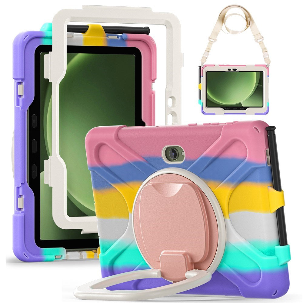 Samsung Galaxy Tab Active5 Pro / Active4 Pro EIDERWOOD Hybrid Plast Børne Cover m. Kickstand & Strop - Multi