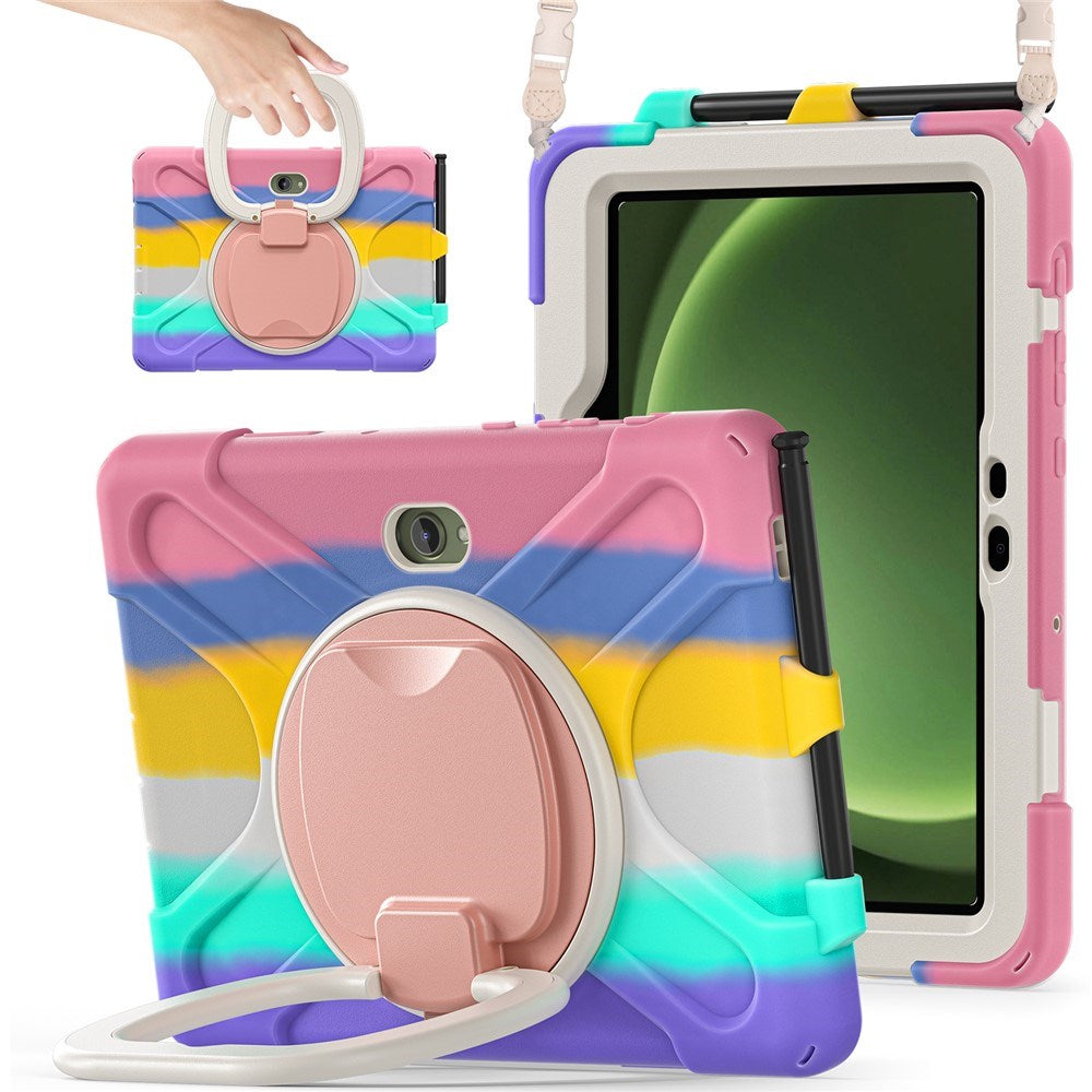 Samsung Galaxy Tab Active5 Pro / Active4 Pro EIDERWOOD Hybrid Plast Børne Cover m. Kickstand & Strop - Multi