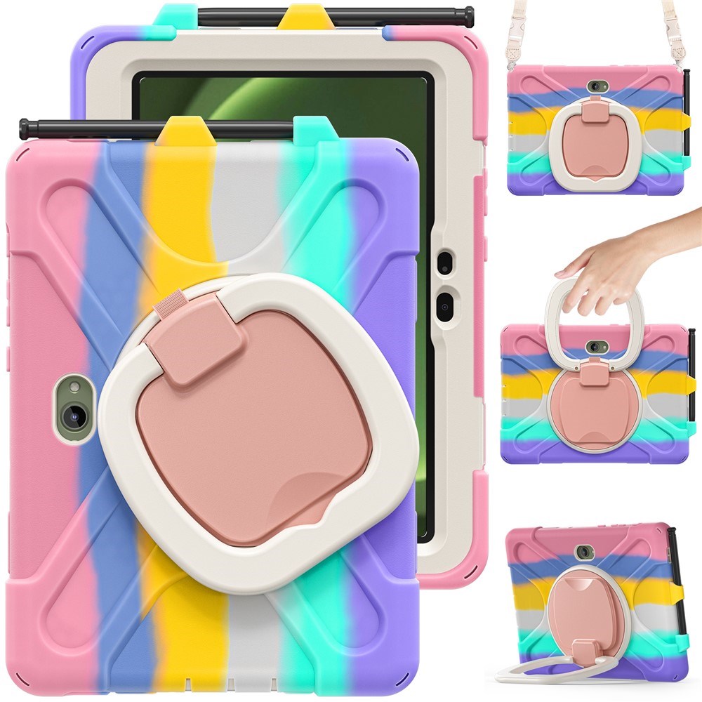 Samsung Galaxy Tab Active5 Pro / Active4 Pro EIDERWOOD Hybrid Plast Børne Cover m. Kickstand & Strop - Multi