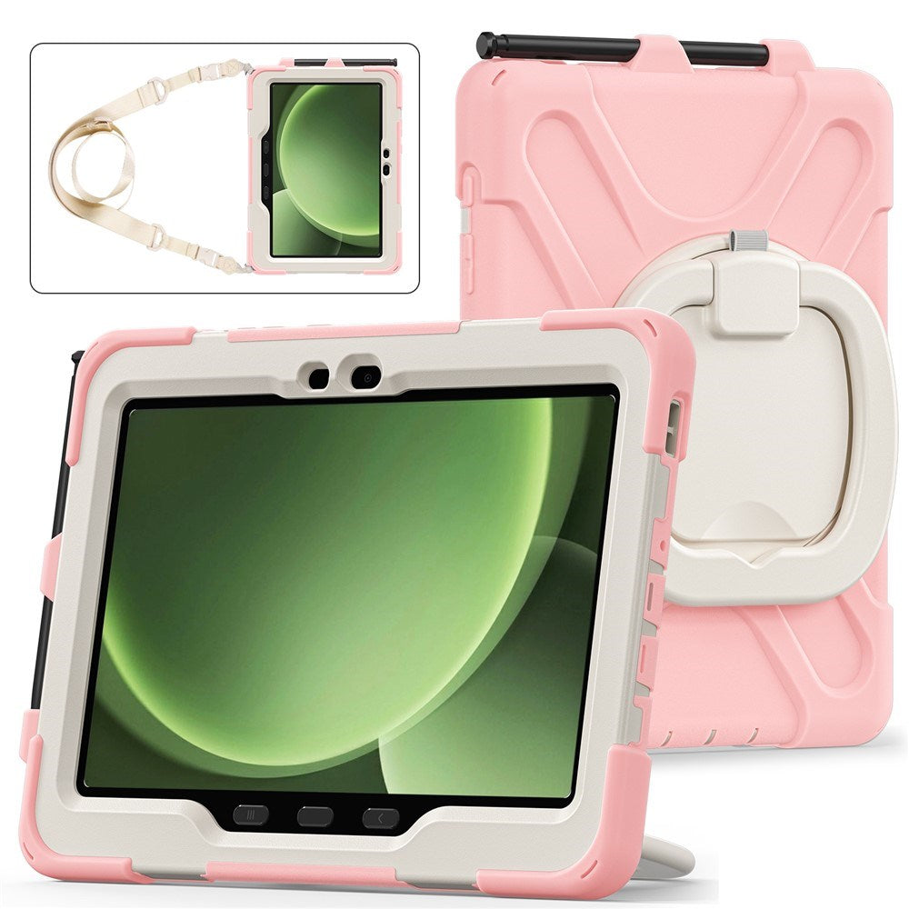 Samsung Galaxy Tab Active5 Pro / Active4 Pro EIDERWOOD Hybrid Plast Børne Cover m. Kickstand & Strop - Lyserød