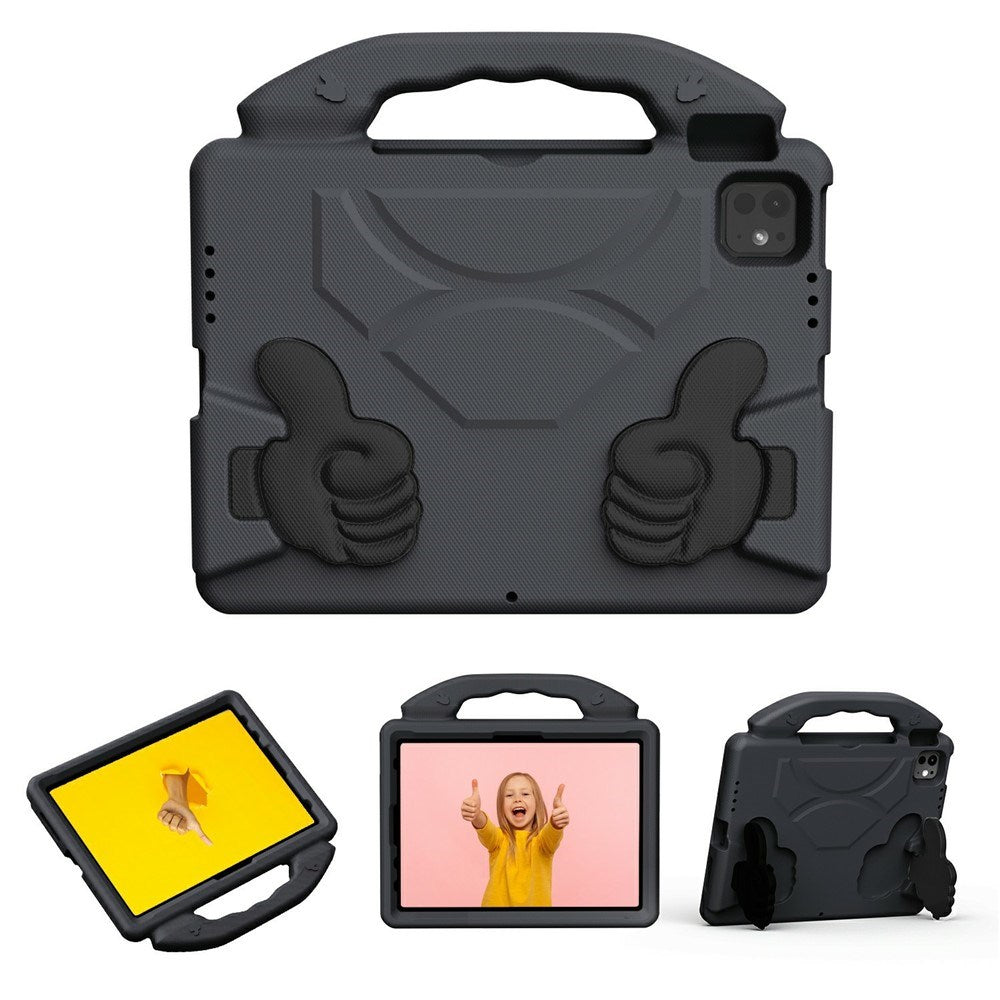 EIDERWOOD iPad Pro 11" (2025 - 2018) / Air (2022 / 2020) Børne Cover m. Thumb Kickstand - Sort