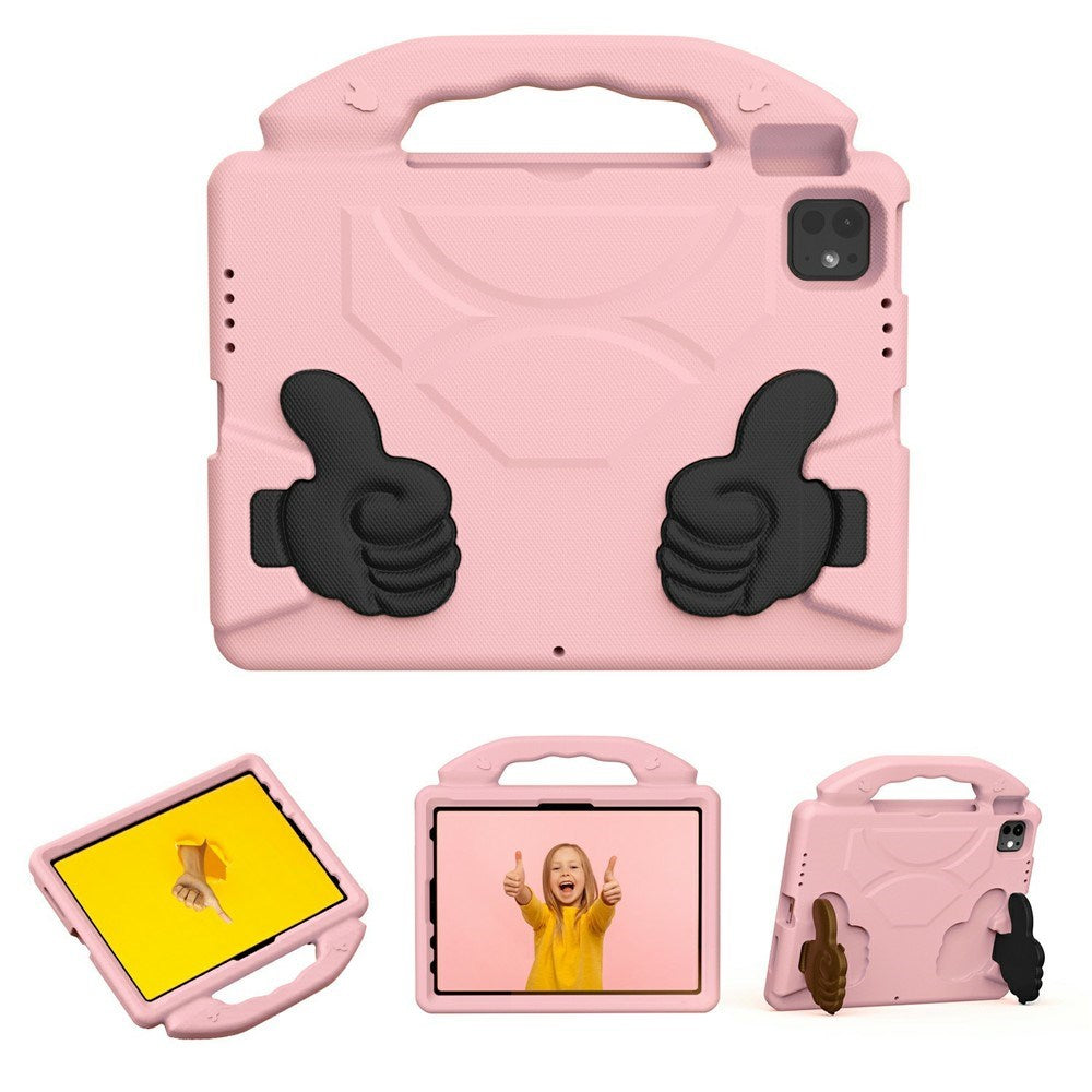 EIDERWOOD iPad Pro 11" (2025 - 2018) / Air (2022 / 2020) Børne Cover m. Thumb Kickstand - Lyserød