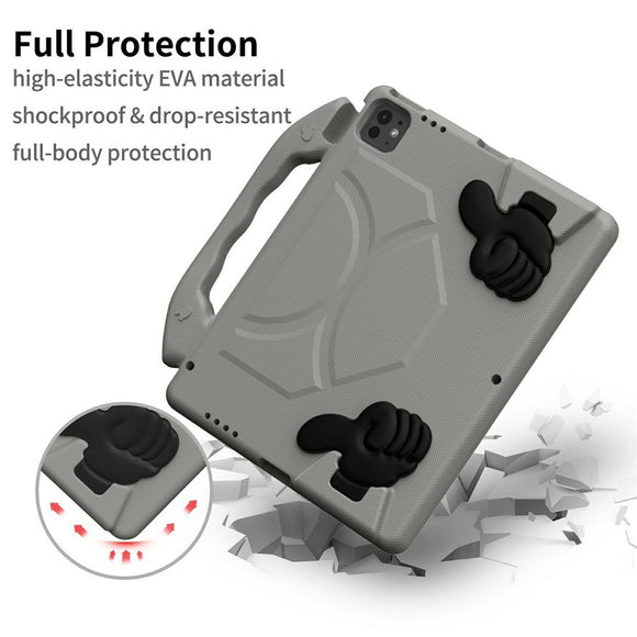 EIDERWOOD iPad Pro 12.9" (2022-2018) / Air 13" (2026-2024) / Pro 13" (2025-2024) Børne Cover m. Thumb Kickstand - Grå
