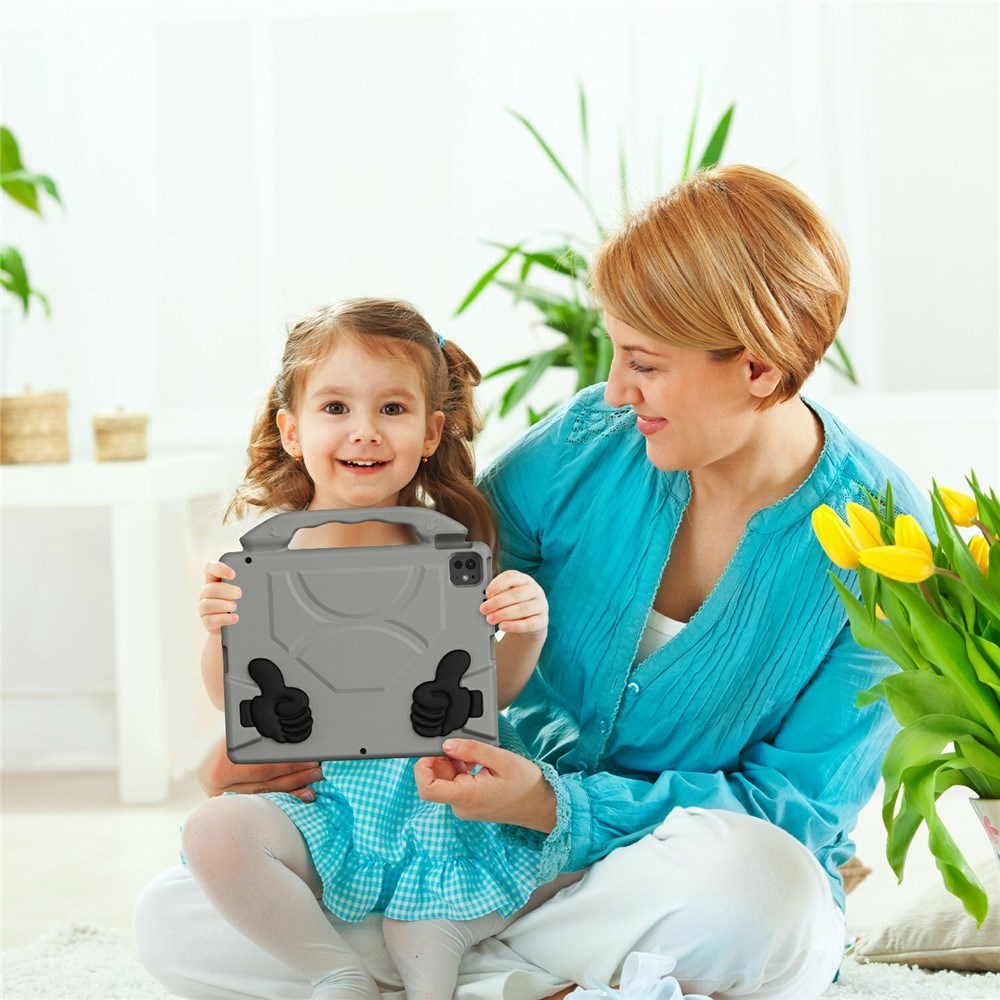 EIDERWOOD iPad Pro 12.9" (2022-2018) / Air 13" (2026-2024) / Pro 13" (2025-2024) Børne Cover m. Thumb Kickstand - Grå