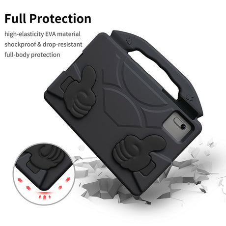 EIDERWOOD Xiaomi Redmi Pad 2 / SE / 6 / 5 / Lenovo Tab M11 / Samsung Galaxy Tab S10 FE / S9 FE / S9 / S8 / S7 Børne Cover m. Thumb Kickstand - Sort