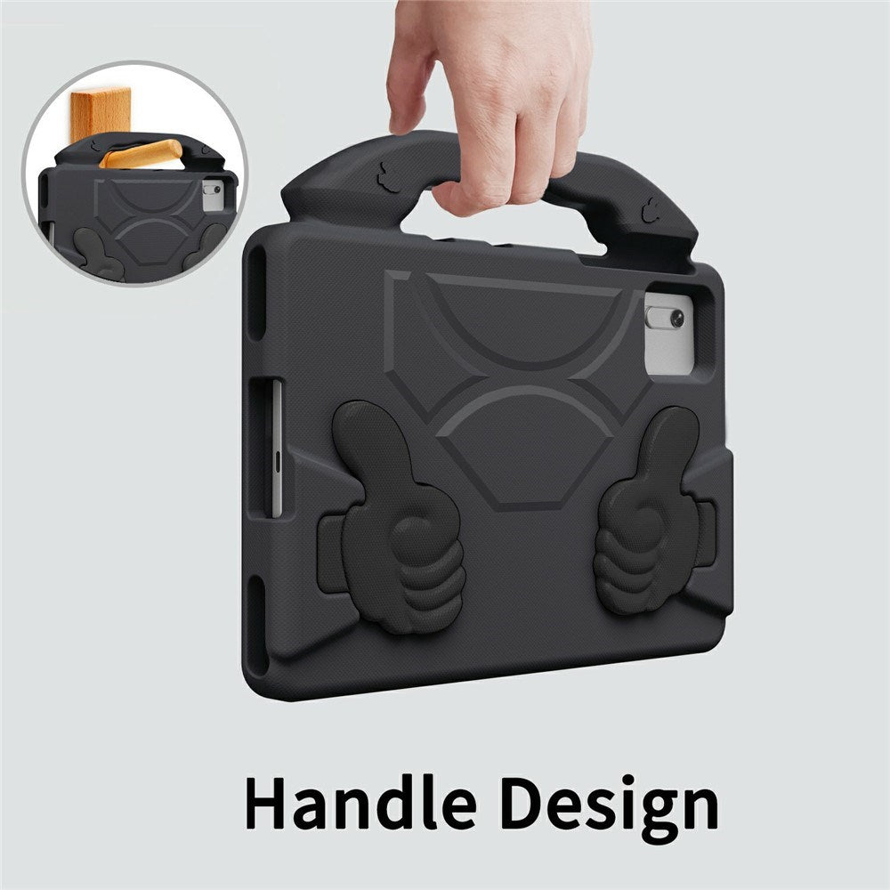 EIDERWOOD Xiaomi Redmi Pad 2 / SE / 6 / 5 / Lenovo Tab M11 / Samsung Galaxy Tab S10 FE / S9 FE / S9 / S8 / S7 Børne Cover m. Thumb Kickstand - Sort