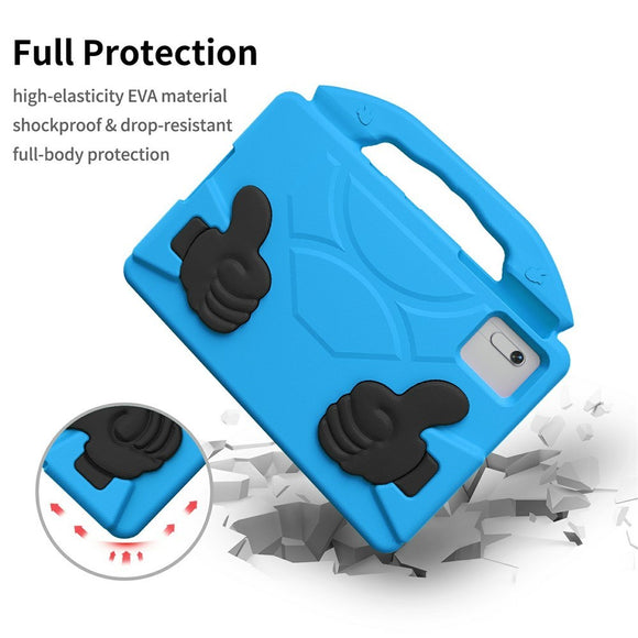 EIDERWOOD Xiaomi Redmi Pad 2 / SE / 6 / 5 / Lenovo Tab M11 / Samsung Galaxy Tab S10 FE / S9 FE / S9 / S8 / S7 Børne Cover m. Thumb Kickstand - Blå