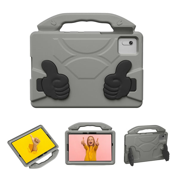 EIDERWOOD Xiaomi Redmi Pad 2 / SE / 6 / 5 / Lenovo Tab M11 / Samsung Galaxy Tab S10 FE / S9 FE / S9 / S8 / S7 Børne Cover m. Thumb Kickstand - Grå