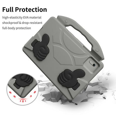 EIDERWOOD Xiaomi Redmi Pad 2 / SE / 6 / 5 / Lenovo Tab M11 / Samsung Galaxy Tab S10 FE / S9 FE / S9 / S8 / S7 Børne Cover m. Thumb Kickstand - Grå