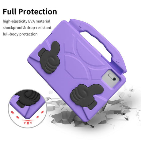 EIDERWOOD Xiaomi Redmi Pad 2 / SE / 6 / 5 / Lenovo Tab M11 / Samsung Galaxy Tab S10 FE / S9 FE / S9 / S8 / S7 Børne Cover m. Thumb Kickstand - Lilla