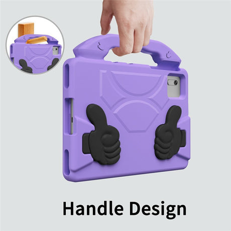 EIDERWOOD Xiaomi Redmi Pad 2 / SE / 6 / 5 / Lenovo Tab M11 / Samsung Galaxy Tab S10 FE / S9 FE / S9 / S8 / S7 Børne Cover m. Thumb Kickstand - Lilla