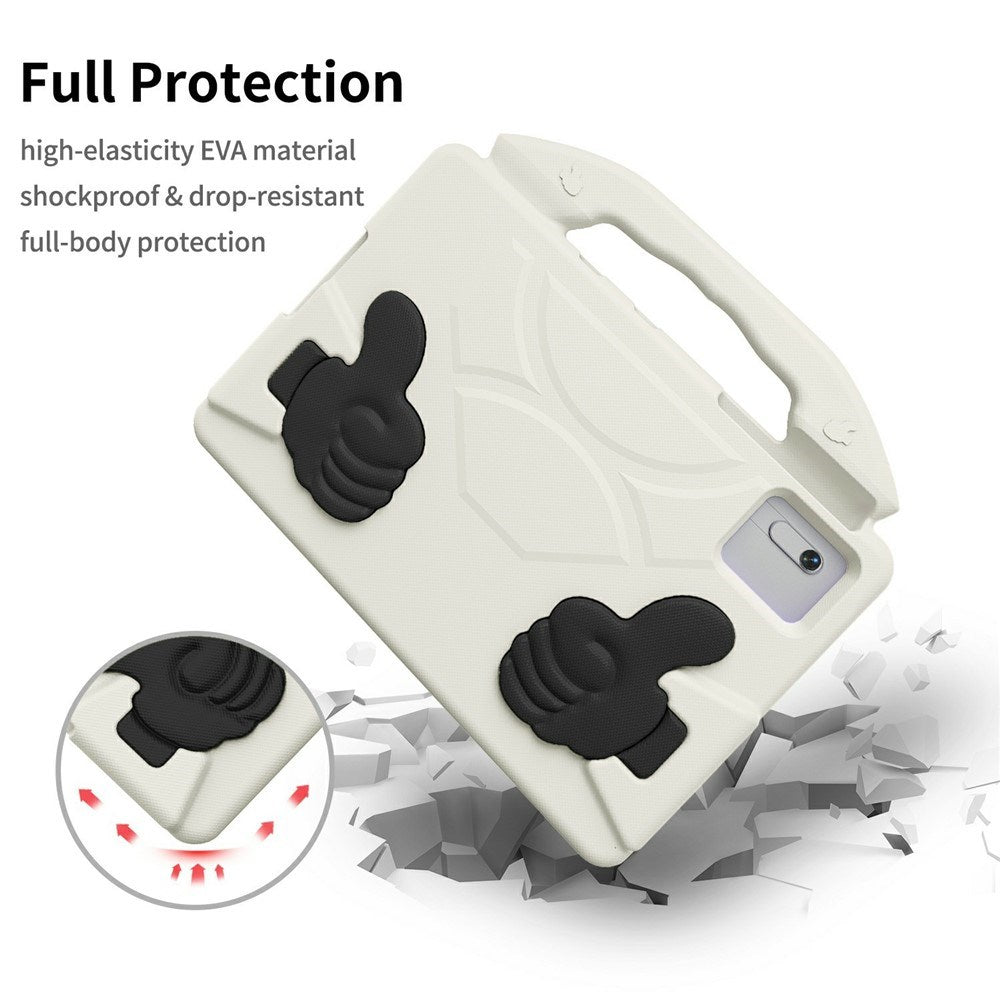 EIDERWOOD Xiaomi Redmi Pad 2 / SE / 6 / 5 / Lenovo Tab M11 / Samsung Galaxy Tab S10 FE / S9 FE / S9 / S8 / S7 Børne Cover m. Thumb Kickstand - Hvid