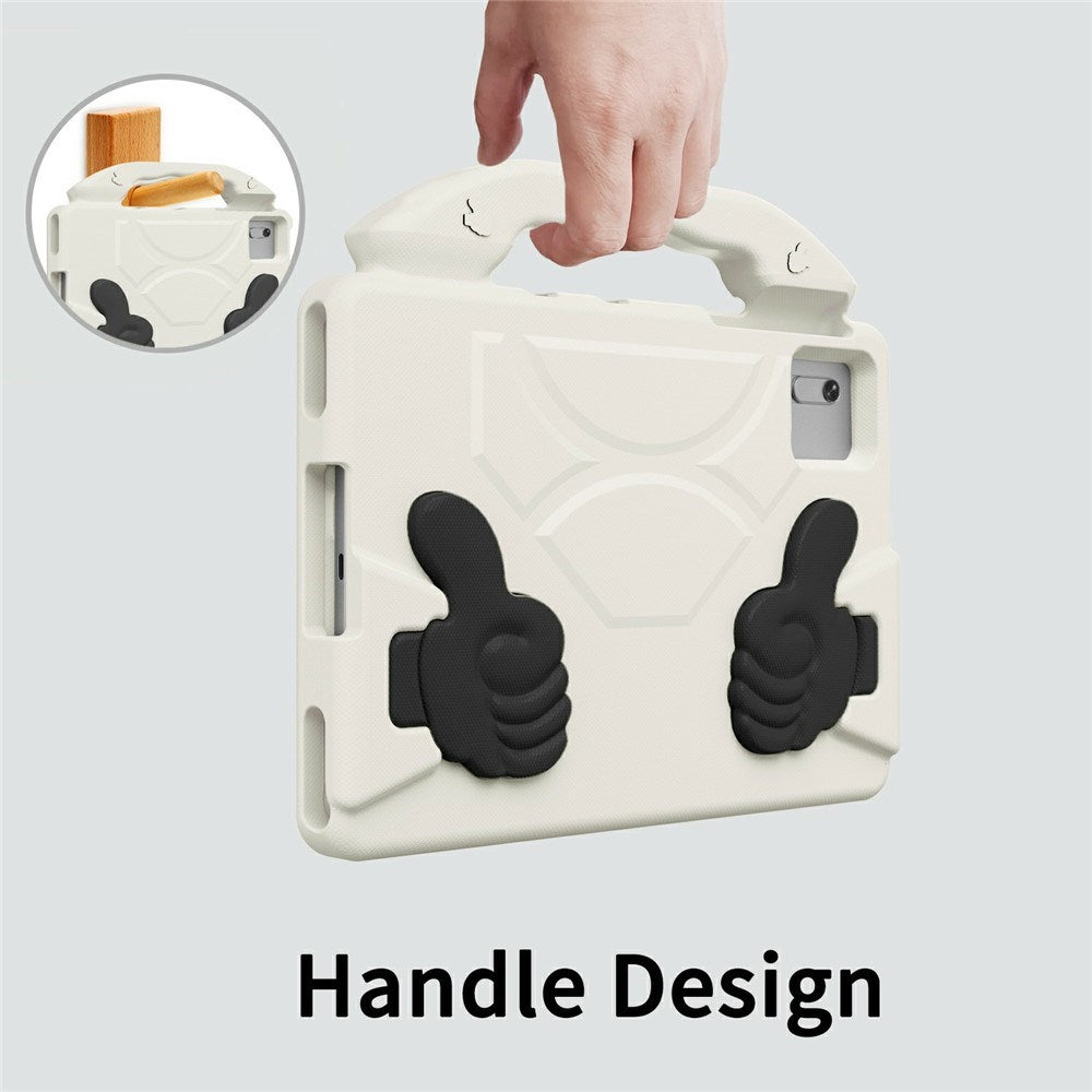 EIDERWOOD Xiaomi Redmi Pad 2 / SE / 6 / 5 / Lenovo Tab M11 / Samsung Galaxy Tab S10 FE / S9 FE / S9 / S8 / S7 Børne Cover m. Thumb Kickstand - Hvid