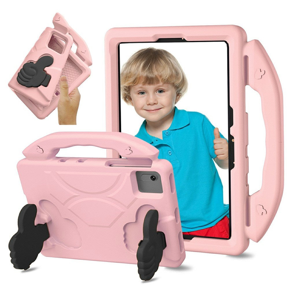 EIDERWOOD Xiaomi Redmi Pad 2 / SE / 6 / 5 / Lenovo Tab M11 / Samsung Galaxy Tab S10 FE / S9 FE / S9 / S8 / S7 Børne Cover m. Thumb Kickstand - Lyserød