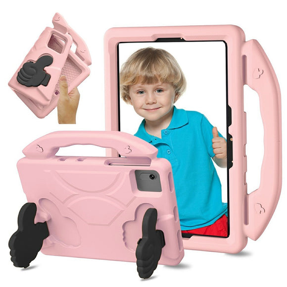 EIDERWOOD Xiaomi Redmi Pad 2 / SE / 6 / 5 / Lenovo Tab M11 / Samsung Galaxy Tab S10 FE / S9 FE / S9 / S8 / S7 Børne Cover m. Thumb Kickstand - Lyserød