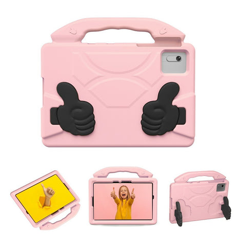 EIDERWOOD Xiaomi Redmi Pad 2 / SE / 6 / 5 / Lenovo Tab M11 / Samsung Galaxy Tab S10 FE / S9 FE / S9 / S8 / S7 Børne Cover m. Thumb Kickstand - Lyserød