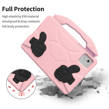 EIDERWOOD Xiaomi Redmi Pad 2 / SE / 6 / 5 / Lenovo Tab M11 / Samsung Galaxy Tab S10 FE / S9 FE / S9 / S8 / S7 Børne Cover m. Thumb Kickstand - Lyserød