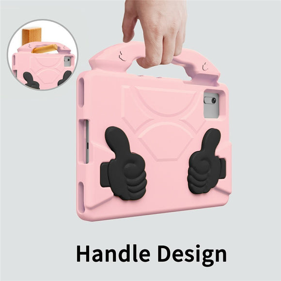 EIDERWOOD Xiaomi Redmi Pad 2 / SE / 6 / 5 / Lenovo Tab M11 / Samsung Galaxy Tab S10 FE / S9 FE / S9 / S8 / S7 Børne Cover m. Thumb Kickstand - Lyserød