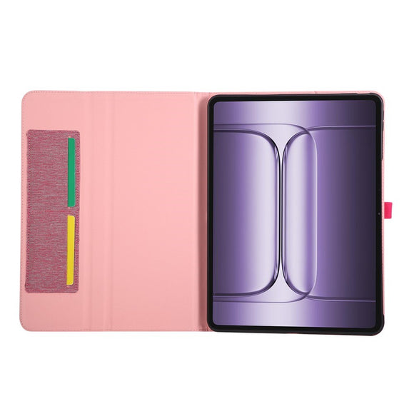 OnePlus Pad 3 Kunstlæder Flip Cover m. Kortholder & Ståfunktion - Lyserød