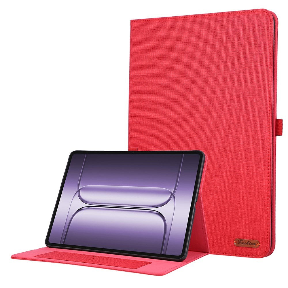 OnePlus Pad 3 Kunstlæder Flip Cover m. Kortholder & Ståfunktion - Rød