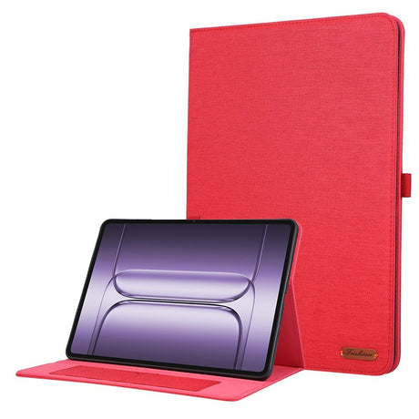 OnePlus Pad 3 Kunstlæder Flip Cover m. Kortholder & Ståfunktion - Rød