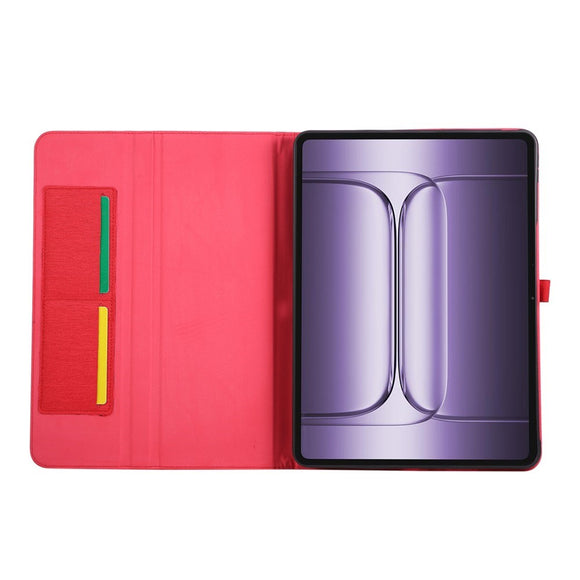 OnePlus Pad 3 Kunstlæder Flip Cover m. Kortholder & Ståfunktion - Rød