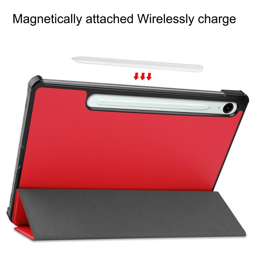 EIDERWOOD Samsung Galaxy Tab S11 / S10 Lite Tri-Fold Kunstlæder Flip Cover - Rød