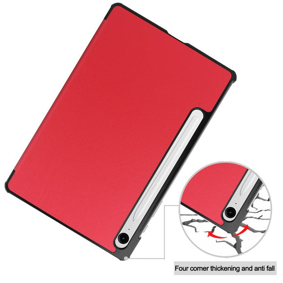 EIDERWOOD Samsung Galaxy Tab S11 / S10 Lite Tri-Fold Kunstlæder Flip Cover - Rød