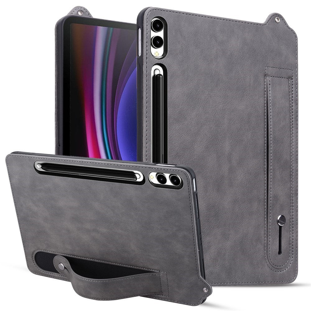 EIDERWOOD Samsung Galaxy Tab S11 Ultra Hårdt Plastik Kunstlæderbelagt Cover m. Håndtag - Grå