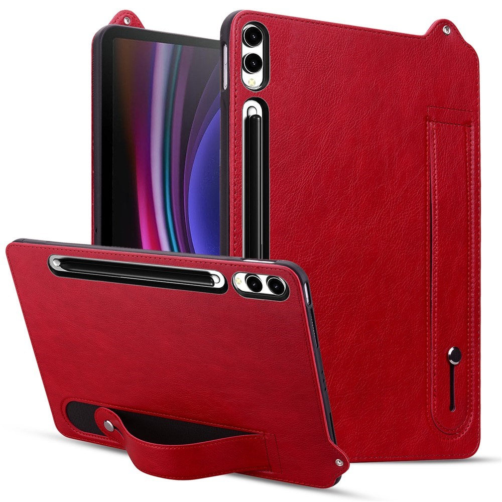 EIDERWOOD Samsung Galaxy Tab S11 Ultra Hårdt Plastik Kunstlæderbelagt Cover m. Håndtag - Rød