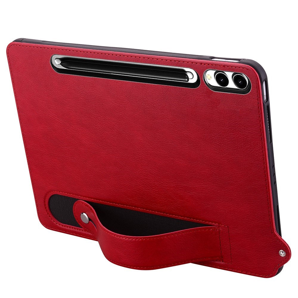 EIDERWOOD Samsung Galaxy Tab S11 Ultra Hårdt Plastik Kunstlæderbelagt Cover m. Håndtag - Rød