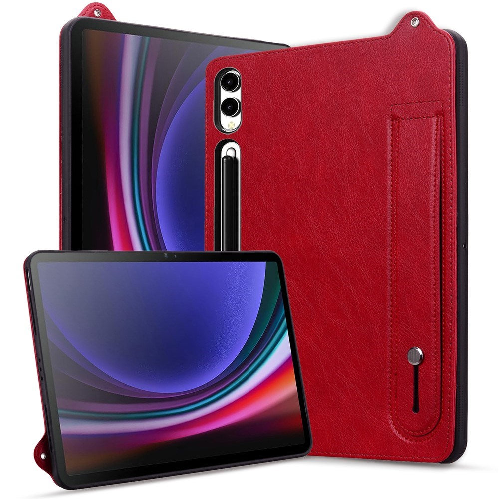 EIDERWOOD Samsung Galaxy Tab S11 Ultra Hårdt Plastik Kunstlæderbelagt Cover m. Håndtag - Rød