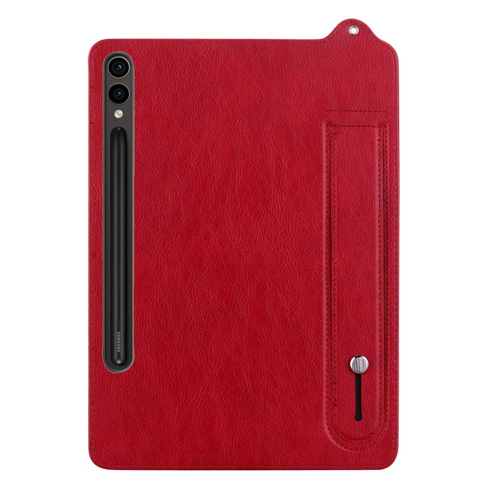 EIDERWOOD Samsung Galaxy Tab S11 Ultra Hårdt Plastik Kunstlæderbelagt Cover m. Håndtag - Rød