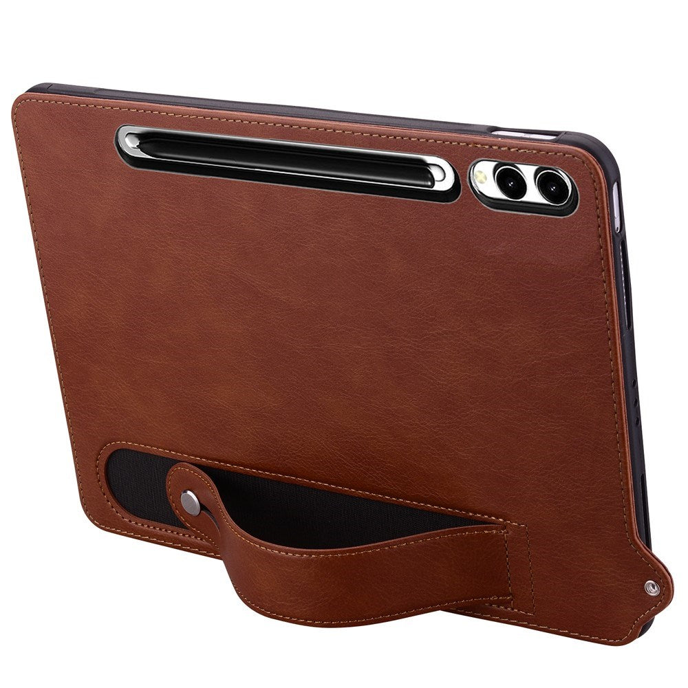 EIDERWOOD Samsung Galaxy Tab S11 Ultra Hårdt Plastik Kunstlæderbelagt Cover m. Håndtag - Brun