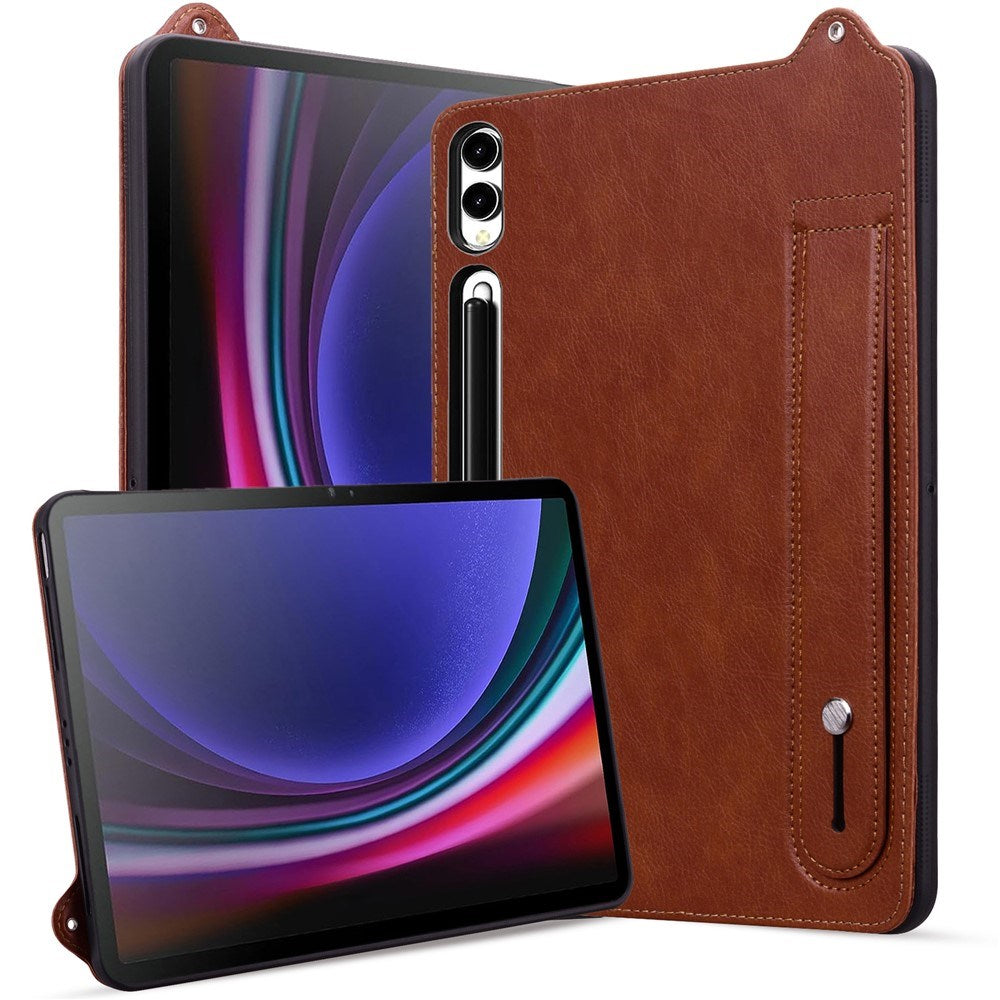 EIDERWOOD Samsung Galaxy Tab S11 Ultra Hårdt Plastik Kunstlæderbelagt Cover m. Håndtag - Brun