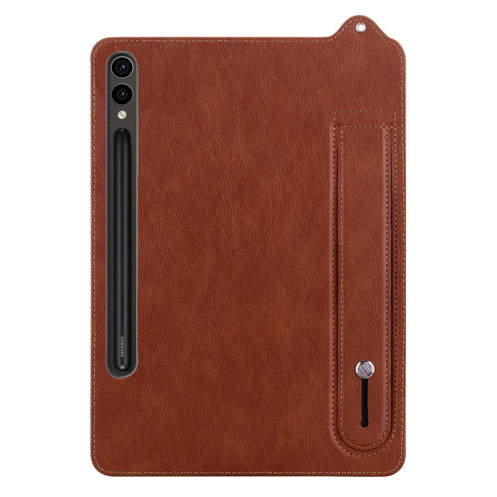 EIDERWOOD Samsung Galaxy Tab S11 Ultra Hårdt Plastik Kunstlæderbelagt Cover m. Håndtag - Brun