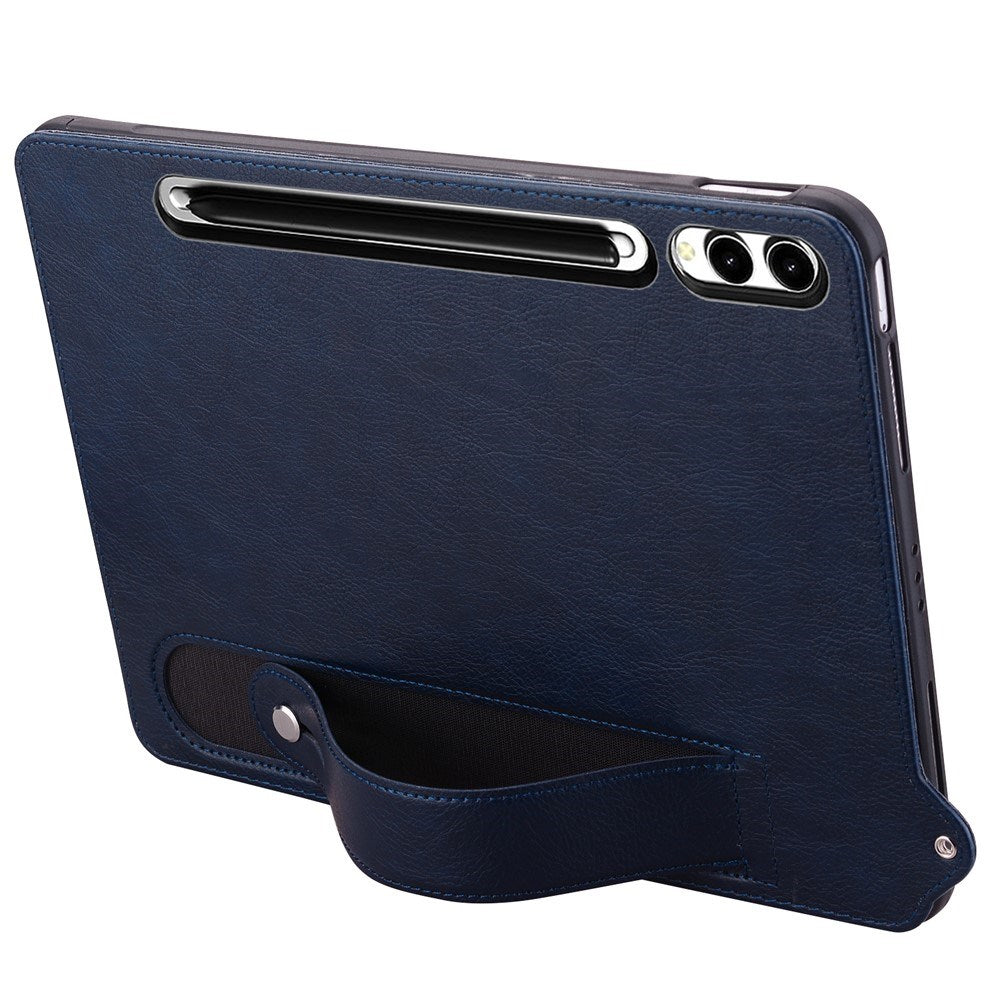 EIDERWOOD Samsung Galaxy Tab S11 Ultra Hårdt Plastik Kunstlæderbelagt Cover m. Håndtag - Mørkeblå