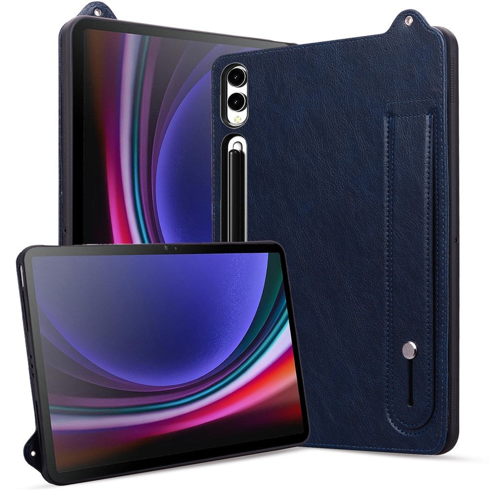 EIDERWOOD Samsung Galaxy Tab S11 Ultra Hårdt Plastik Kunstlæderbelagt Cover m. Håndtag - Mørkeblå
