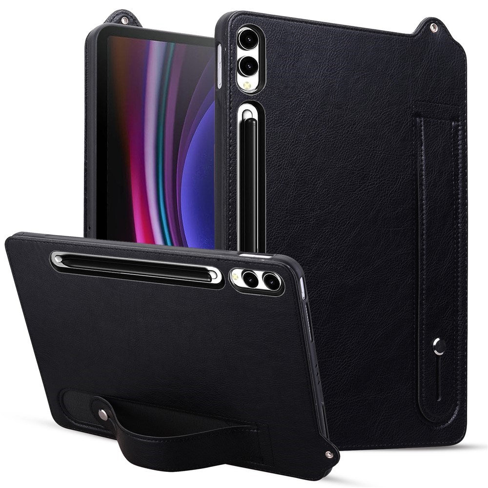 EIDERWOOD Samsung Galaxy Tab S11 Ultra Hårdt Plastik Kunstlæderbelagt Cover m. Håndtag - Sort