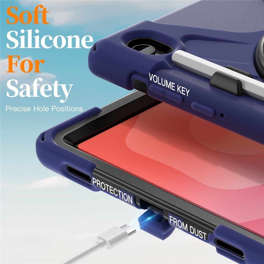EIDERWOOD Samsung Galaxy Tab S11 Stødabsorberende Cover m. 360 Grader Roterbar Kickstand & Velcrostrop - Mørkeblå