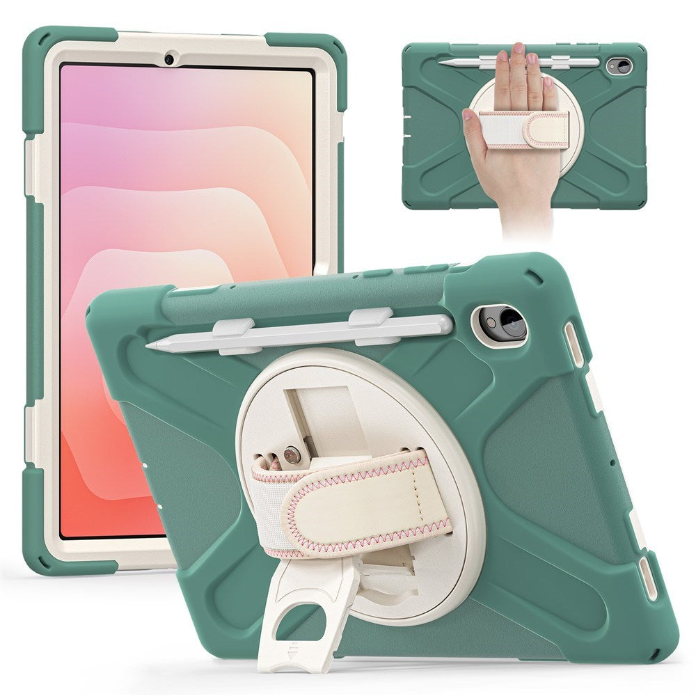 EIDERWOOD Samsung Galaxy Tab S11 Stødabsorberende Cover m. 360 Grader Roterbar Kickstand & Velcrostrop - Grøn