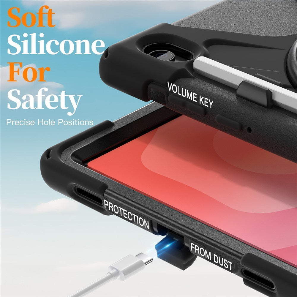 EIDERWOOD Samsung Galaxy Tab S11 Stødabsorberende Cover m. 360 Grader Roterbar Kickstand & Velcrostrop - Sort