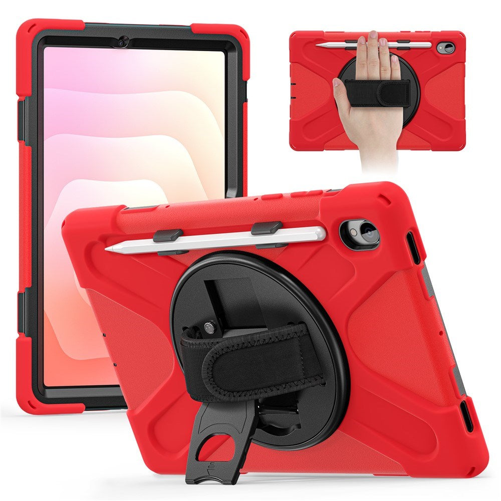 EIDERWOOD Samsung Galaxy Tab S11 Stødabsorberende Cover m. 360 Grader Roterbar Kickstand & Velcrostrop - Rød