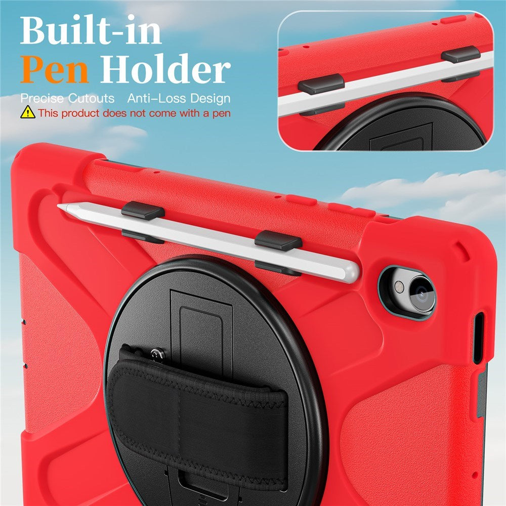 EIDERWOOD Samsung Galaxy Tab S11 Stødabsorberende Cover m. 360 Grader Roterbar Kickstand & Velcrostrop - Rød