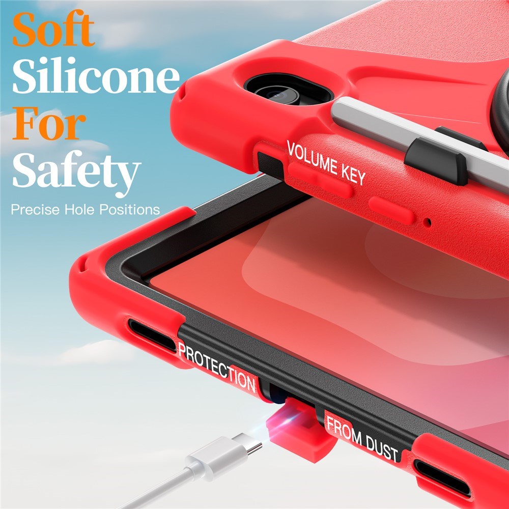 EIDERWOOD Samsung Galaxy Tab S11 Stødabsorberende Cover m. 360 Grader Roterbar Kickstand & Velcrostrop - Rød