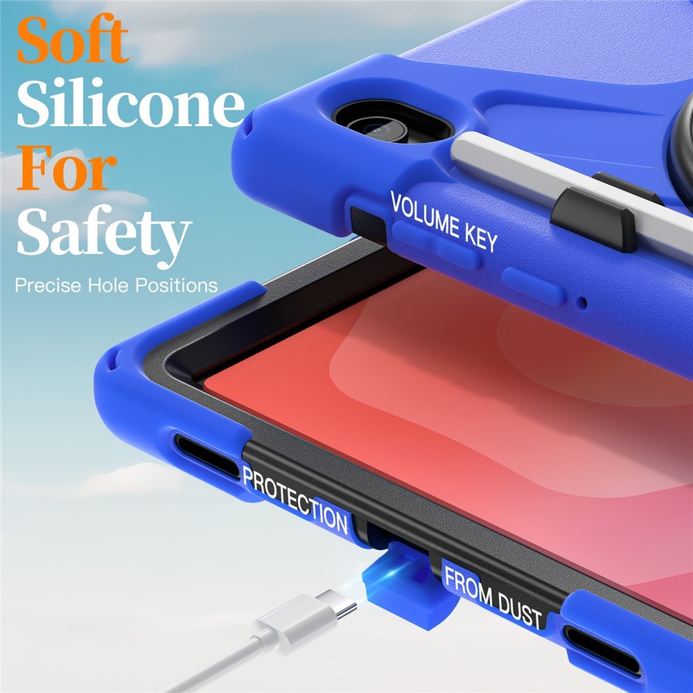 EIDERWOOD Samsung Galaxy Tab S11 Stødabsorberende Cover m. 360 Grader Roterbar Kickstand & Velcrostrop - Blå