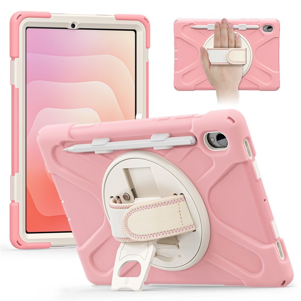 EIDERWOOD Samsung Galaxy Tab S11 Stødabsorberende Cover m. 360 Grader Roterbar Kickstand & Velcrostrop - Lyserød