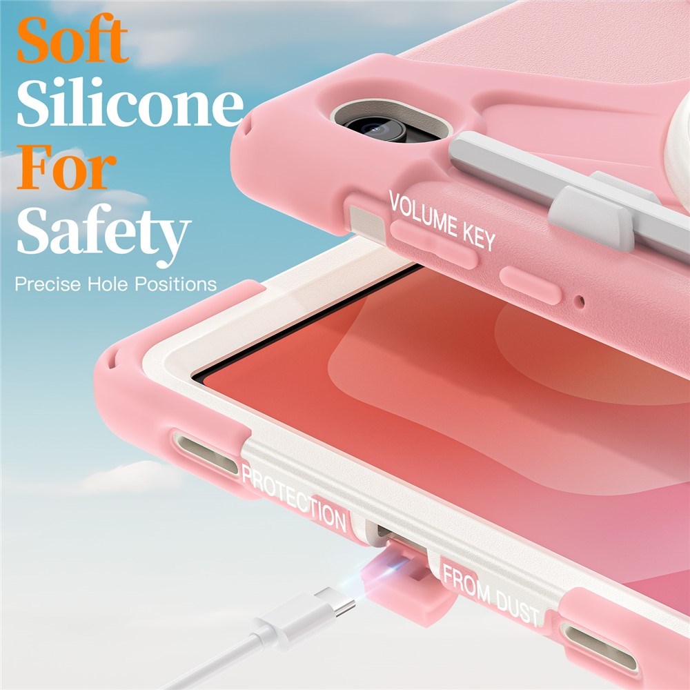EIDERWOOD Samsung Galaxy Tab S11 Stødabsorberende Cover m. 360 Grader Roterbar Kickstand & Velcrostrop - Lyserød